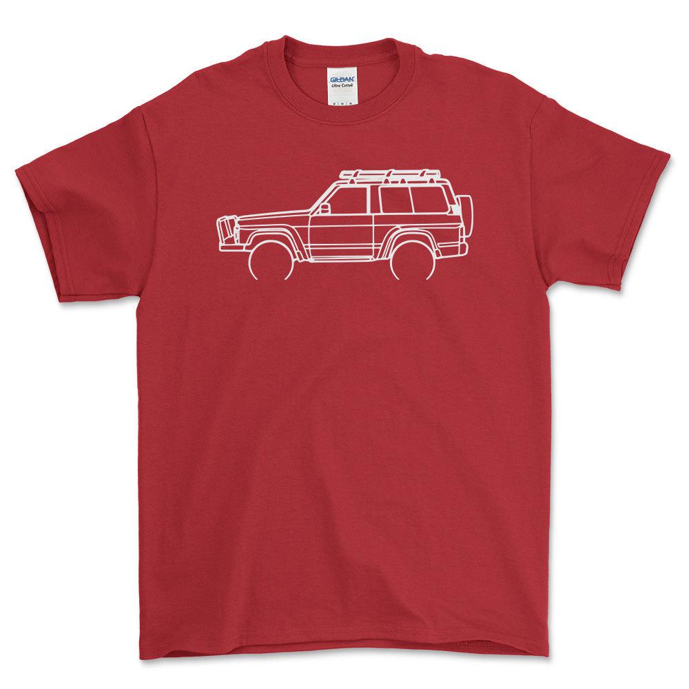 Nissan GQ Patrol Outline - Unisex T-Shirt , Bomuld-Beklædning-Nissan-Rød-S-Forside-Garage Culture Shop- garage - man cave - merchandise