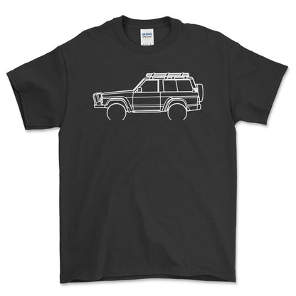 Nissan GQ Patrol Outline - Unisex T-Shirt , Bomuld-Beklædning-Nissan-Sort-S-Forside-Garage Culture Shop- garage - man cave - merchandise