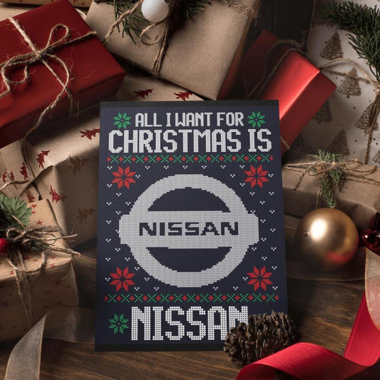 Nissan Juleskilte All I Want For Christmas Is Skilte, Musemåtte, Dørmåtte-Skilte-Nissan-Garage Culture Shop- garage - man cave - merchandise