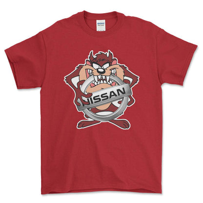 Nissan TAZ Unisex T-Shirt , Bomuld-Beklædning-Nissan-Rød-S-Forside-Garage Culture Shop- garage - man cave - merchandise