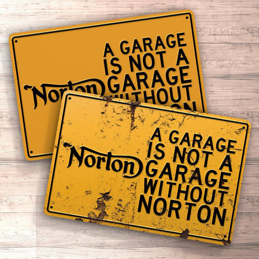 Norton A Garage Is Not A Garage Without Norton Skilte, Musemåtte, Dørmåtte-Skilte-Norton-Garage Culture Shop- garage - man cave - merchandise