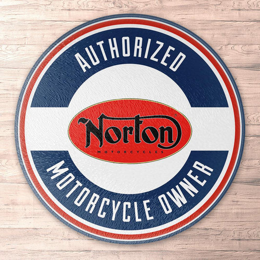 Norton Authorized Motorcycle Owner, Runde Skilte , Musemåtte Rundt , Kop Underlag, Underlagssæt-Runde Skilte-Norton-Garage Culture Shop- garage - man cave - merchandise