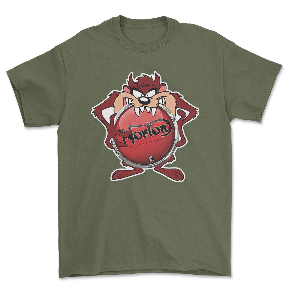 Norton TAZ Unisex T-Shirt , Bomul-Beklædning-Norton-Grøn Militær-S-Forside-Garage Culture Shop- garage - man cave - merchandise