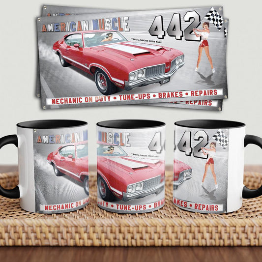 Oldsmobile 442 "To Toner" Vintage Keramisk Krus-Krus-Oldsmobile-Garage Culture Shop- garage - man cave - merchandise