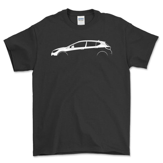 Opel Astra K Silhuet - Unisex T-Shirt , Bomuld-Beklædning-Opel-Sort-S-Forside-Garage Culture Shop- garage - man cave - merchandise