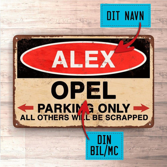 Opel - Parking Only - Skilte, Musemåtte, Dørmåtte-Skilte-Opel-Garage Culture Shop- garage - man cave - merchandise