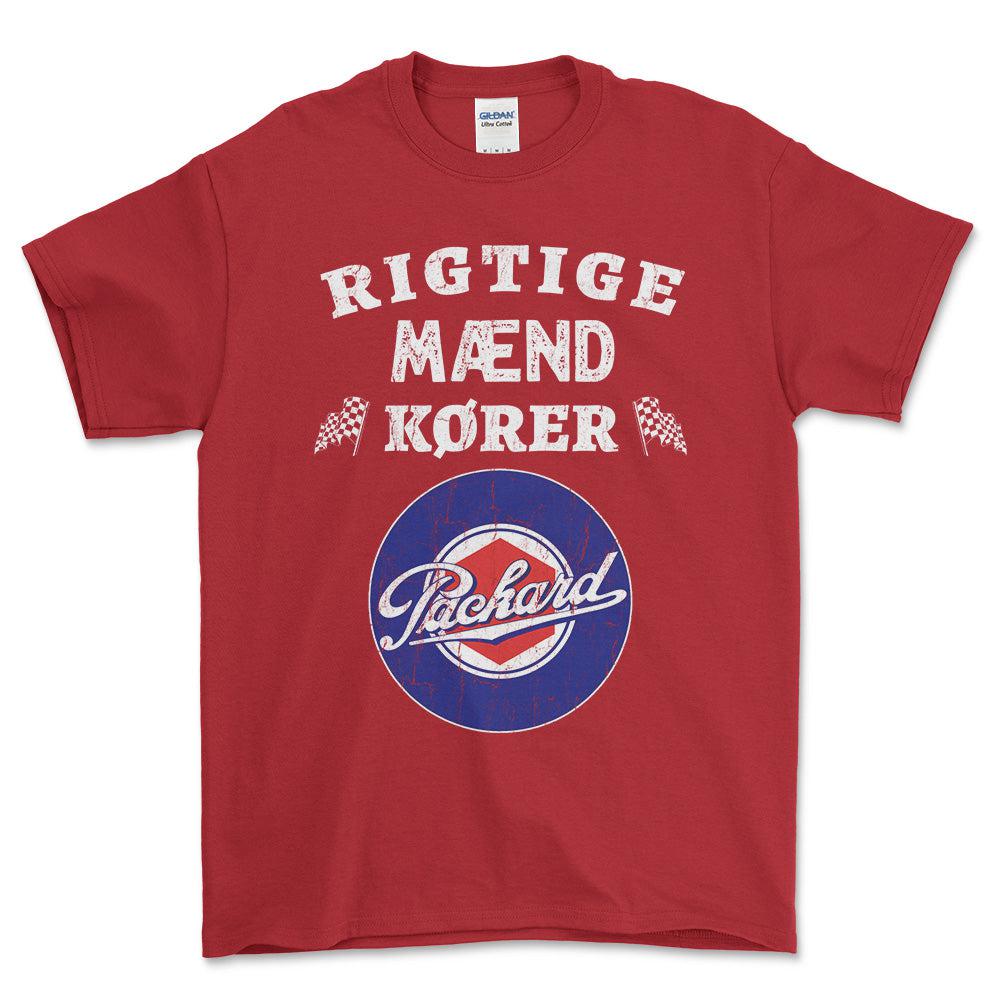 Packard Rigtige Mænd Kører - Unisex T-Shirt , Bomuld-Beklædning-Packard-Rød-S-Forside-Garage Culture Shop- garage - man cave - merchandise