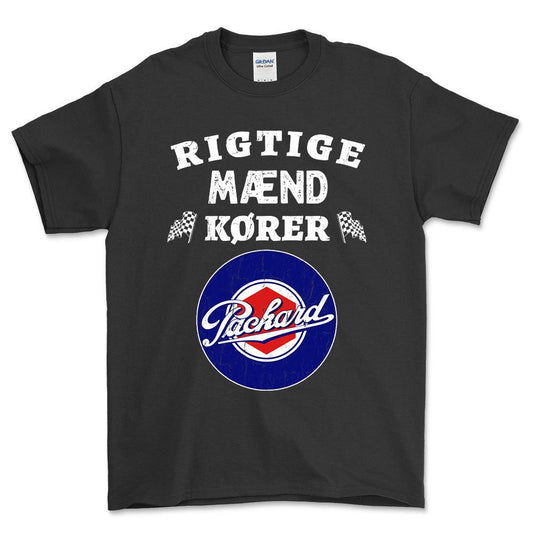 Packard Rigtige Mænd Kører - Unisex T-Shirt , Bomuld-Beklædning-Packard-Sort-S-Forside-Garage Culture Shop- garage - man cave - merchandise