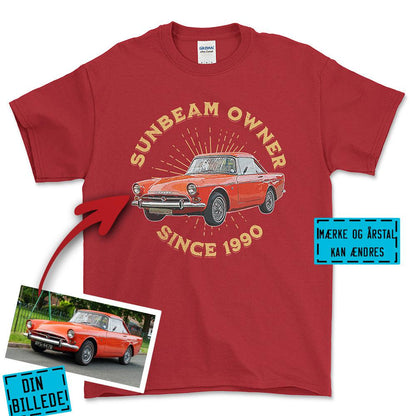 Personlig - Car Owner Since - Med Din Bil MC Billede Unisex T-Shirt , Bomuld-Beklædning-Garage Culture-Rød-S-Forside-Garage Culture Shop- garage - man cave - merchandise