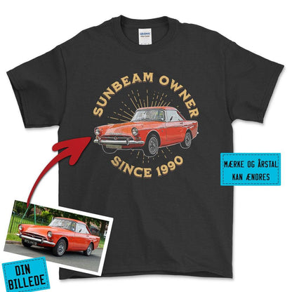 Personlig - Car Owner Since - Med Din Bil MC Billede Unisex T-Shirt , Bomuld-Beklædning-Garage Culture-Sort-S-Forside-Garage Culture Shop- garage - man cave - merchandise