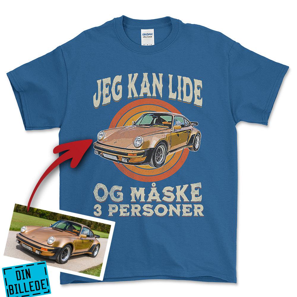 Personlig - Jeg Kan Lide Min Bil Og Måske 3 Personer - Med Din Bil MC Billede Unisex T-Shirt , Bomuld-Beklædning-Garage Culture-Blå Royal-S-Forside-Garage Culture Shop- garage - man cave - merchandise