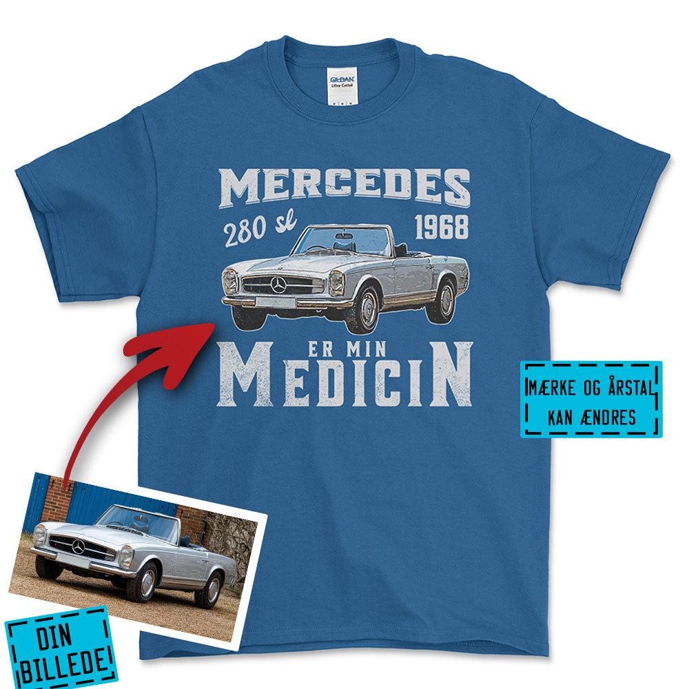 Personlig - Min Bil/MC Er Min Medicin - Med Din Bil MC Billede Unisex T-Shirt , Bomuld-Beklædning-Garage Culture-Blå Royal-S-Forside-Garage Culture Shop- garage - man cave - merchandise