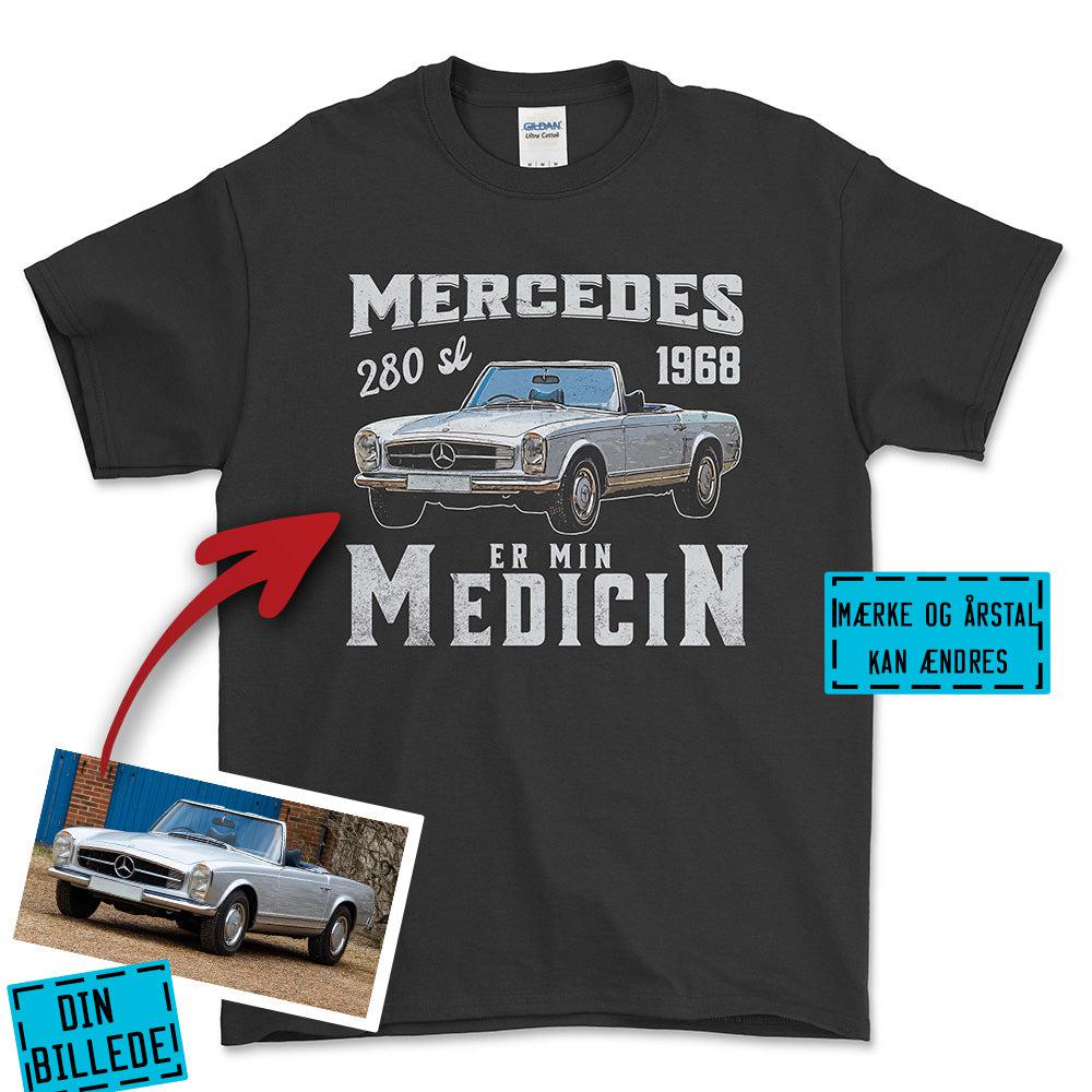 Personlig - Min Bil/MC Er Min Medicin - Med Din Bil MC Billede Unisex T-Shirt , Bomuld-Beklædning-Garage Culture-Sort-S-Forside-Garage Culture Shop- garage - man cave - merchandise