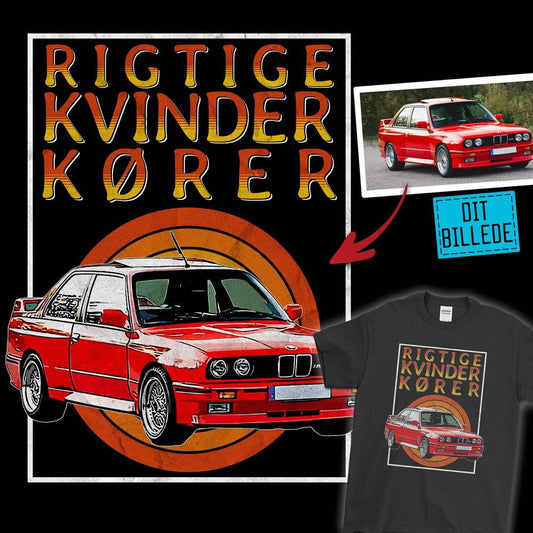 Personlig - Rigtige Kvinder Kører - Med Din Bil MC Billede Unisex T-Shirt , Bomuld-Beklædning-Garage Culture-Garage Culture Shop- garage - man cave - merchandise