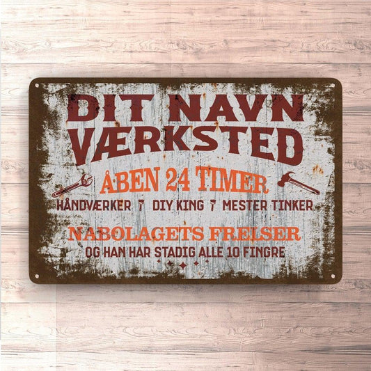 Personlig Til Dig - Dit Navn Værksted - Skilte, Musemåtte, Dørmåtte-Skilte-Garage-Garage Culture Shop- garage - man cave - merchandise