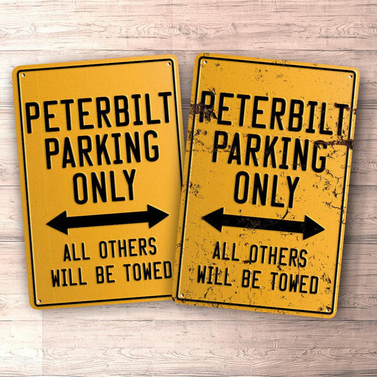 Peterbilt Parking Only Skilte, Musemåtte, Dækkeserviet, Dørmåtte-Parking skilte-Peterbilt-Garage Culture Shop- garage - man cave - merchandise