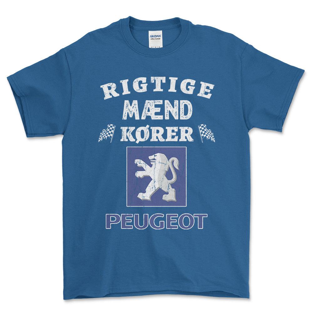 Peugeot Rigtige Mænd Kører - Unisex T-Shirt , Bomuld-Beklædning-Peugeot-Blå Royal-S-Forside-Garage Culture Shop- garage - man cave - merchandise