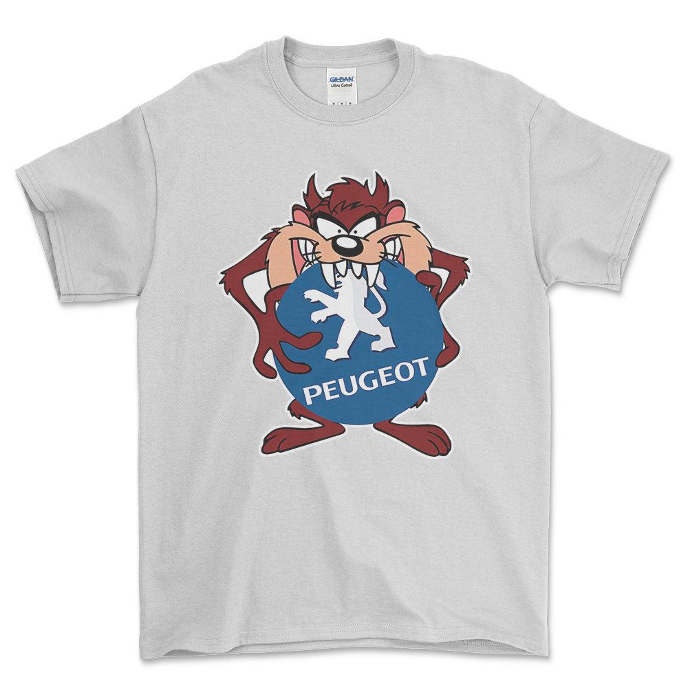 Peugeot TAZ Unisex T-Shirt , Bomuld-Beklædning-Peugeot-Hvid-S-Forside-Garage Culture Shop- garage - man cave - merchandise