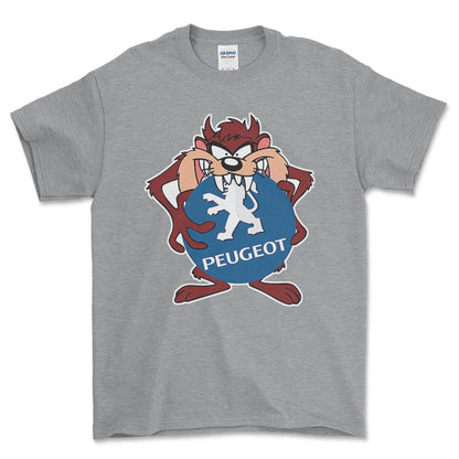 Peugeot TAZ Unisex T-Shirt , Bomuld-Beklædning-Peugeot-Grå Sport-S-Forside-Garage Culture Shop- garage - man cave - merchandise