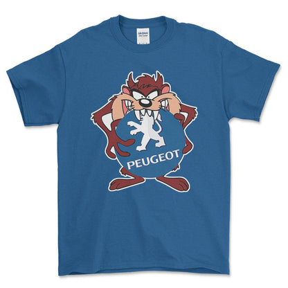 Peugeot TAZ Unisex T-Shirt , Bomuld-Beklædning-Peugeot-Blå Royal-S-Forside-Garage Culture Shop- garage - man cave - merchandise