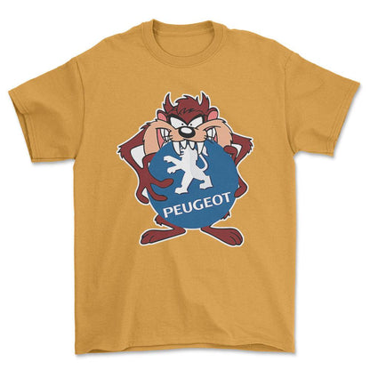 Peugeot TAZ Unisex T-Shirt , Bomuld-Beklædning-Peugeot-Guld-S-Forside-Garage Culture Shop- garage - man cave - merchandise