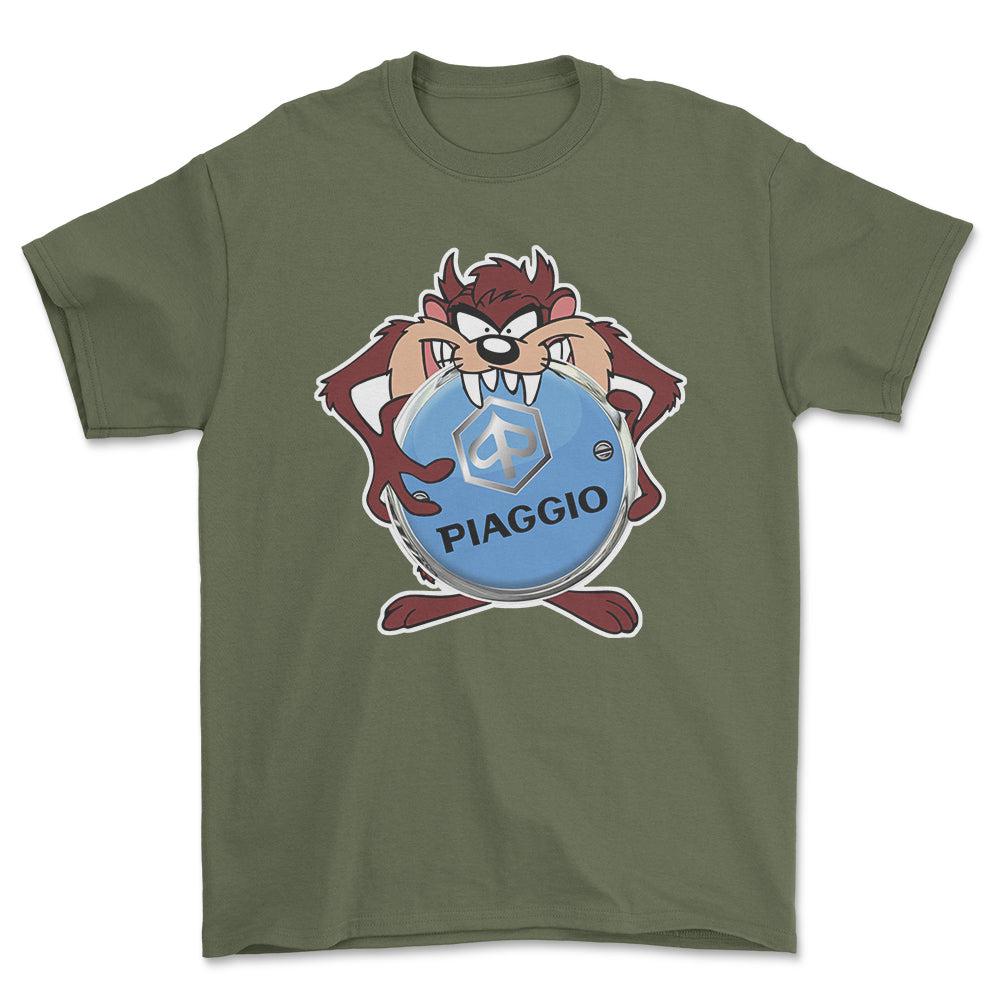 Piaggio TAZ Unisex T-Shirt , Bomuld-Beklædning-Piaggio-Grøn Militær-S-Forside-Garage Culture Shop- garage - man cave - merchandise