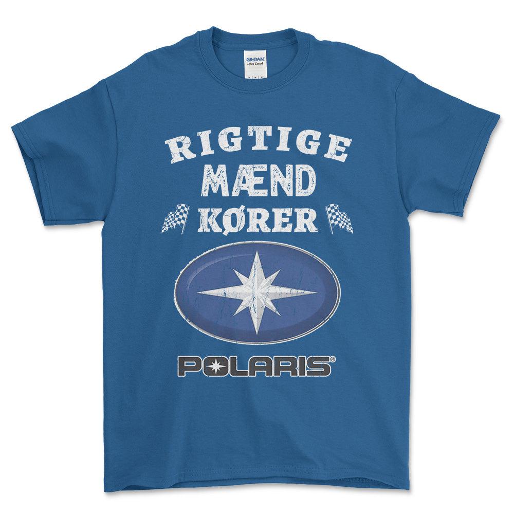 Polaris Rigtige Mænd Kører - Unisex T-Shirt , Bomuld-Beklædning-Polaris-Blå Royal-S-Forside-Garage Culture Shop- garage - man cave - merchandise