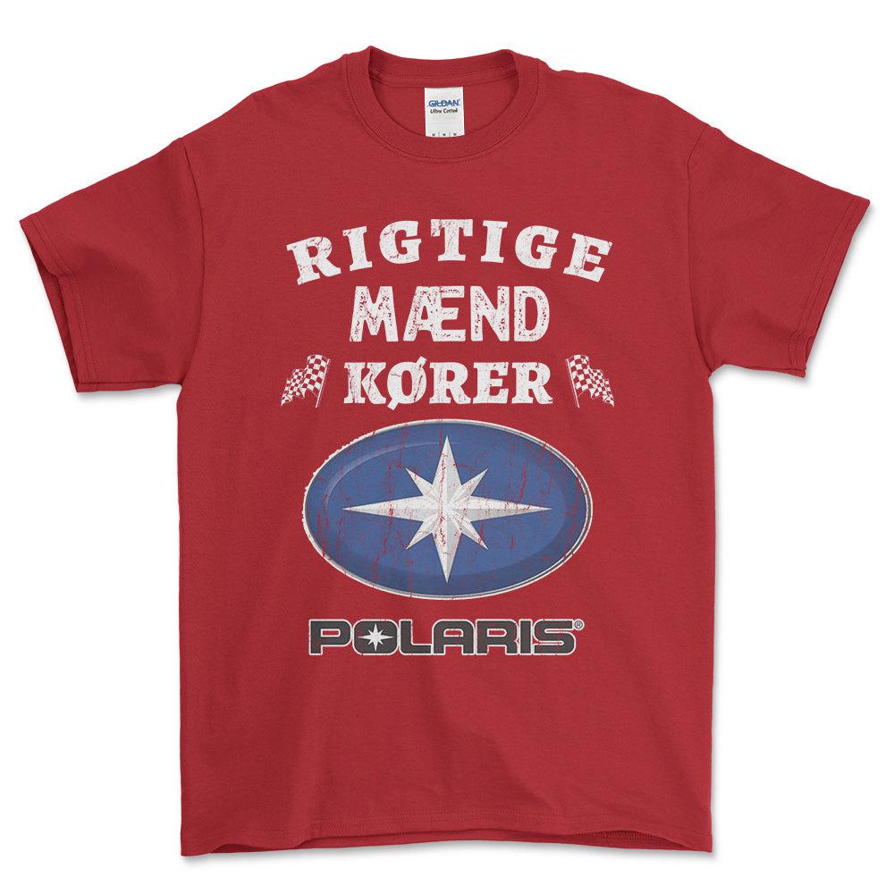 Polaris Rigtige Mænd Kører - Unisex T-Shirt , Bomuld-Beklædning-Polaris-Rød-S-Forside-Garage Culture Shop- garage - man cave - merchandise