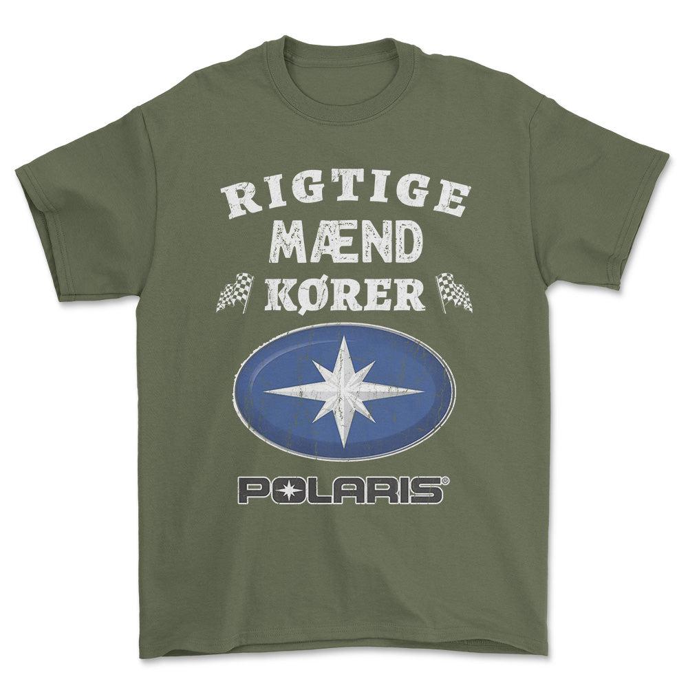 Polaris Rigtige Mænd Kører - Unisex T-Shirt , Bomuld-Beklædning-Polaris-Grøn Militær-S-Forside-Garage Culture Shop- garage - man cave - merchandise
