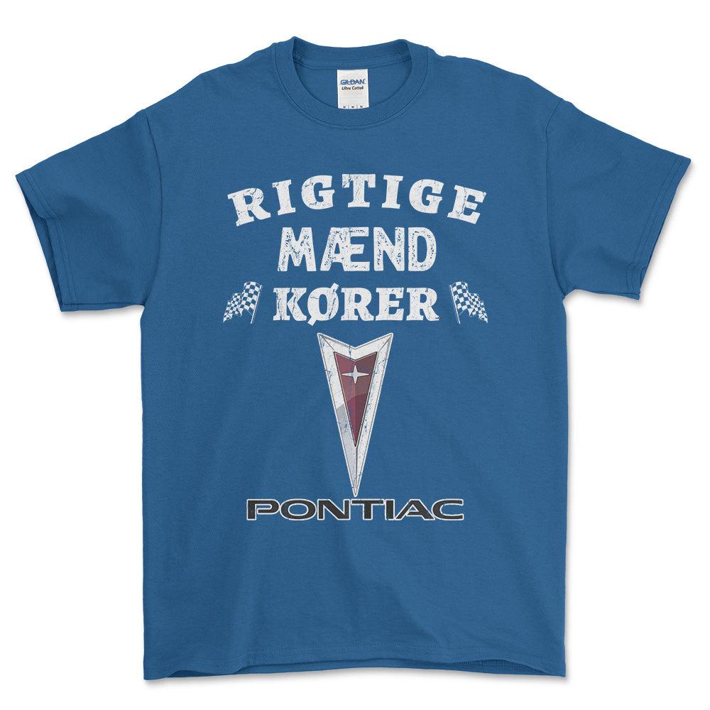 Pontiac Rigtige Mænd Kører - Unisex T-Shirt , Bomuld-Beklædning-Pontiac-Blå Royal-S-Forside-Garage Culture Shop- garage - man cave - merchandise