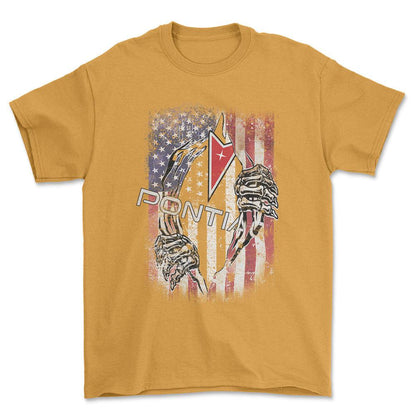 Pontiac US Flag Unisex T-Shirt , Bomuld-Beklædning-Pontiac-Guld-S-Forside-Garage Culture Shop- garage - man cave - merchandise