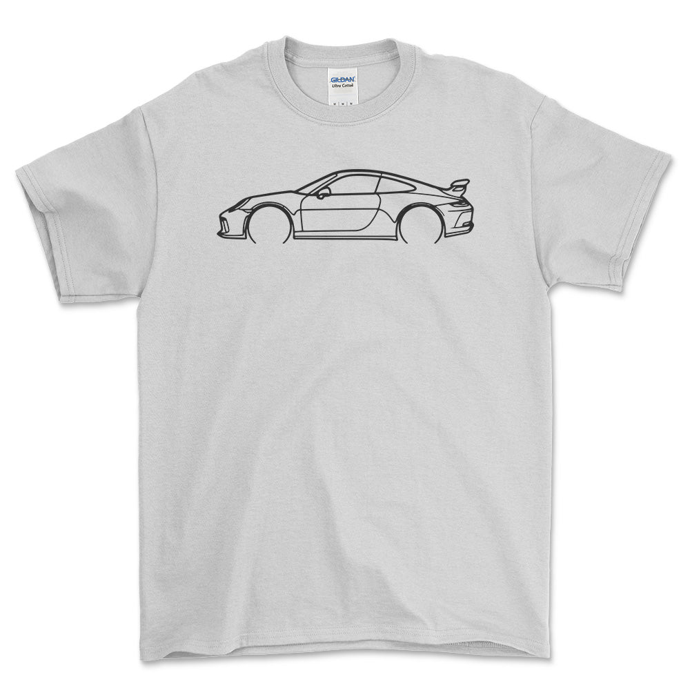 Porsche 911 991 2 GT3 Outline - Unisex T-Shirt-Beklædning-Porsche-Hvid-S-Forside-Garage Culture Shop- garage - man cave - merchandise