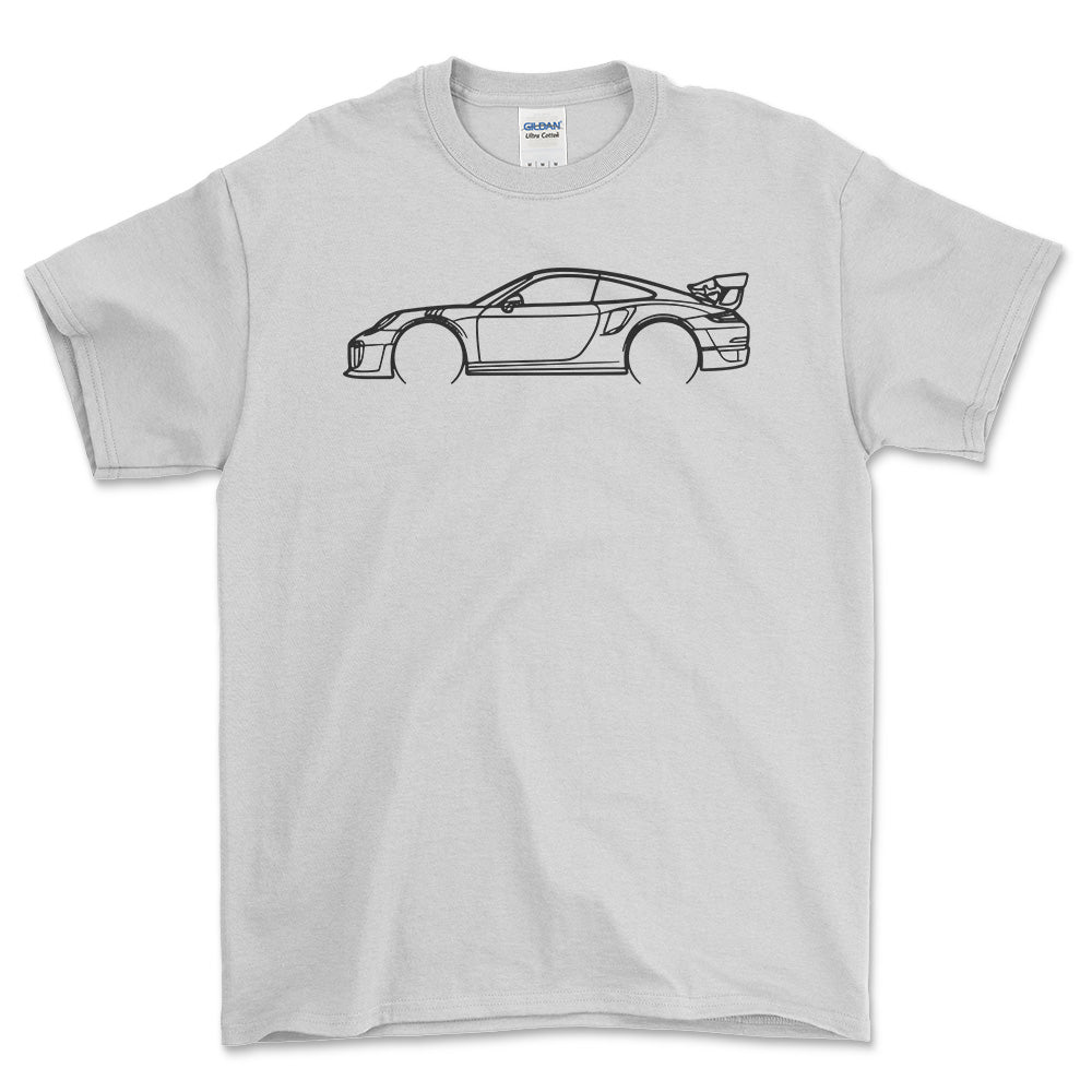 Porsche 911 991 GT2 RS Outline - Unisex T-Shirt-Beklædning-Porsche-Hvid-S-Forside-Garage Culture Shop- garage - man cave - merchandise