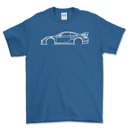 Porsche 911 991 GT2 RS Outline - Unisex T-Shirt-Beklædning-Porsche-Blå Royal-S-Forside-Garage Culture Shop- garage - man cave - merchandise