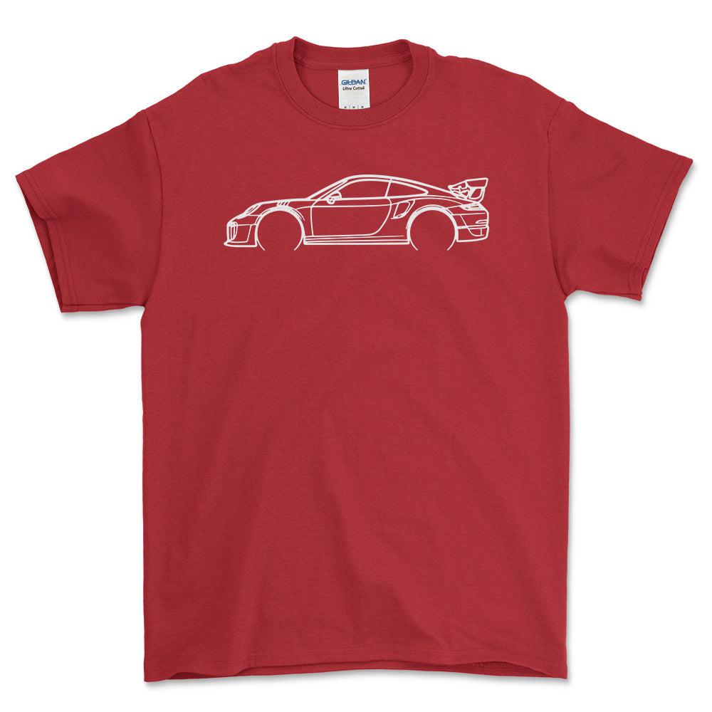 Porsche 911 991 GT2 RS Outline - Unisex T-Shirt-Beklædning-Porsche-Rød-S-Forside-Garage Culture Shop- garage - man cave - merchandise