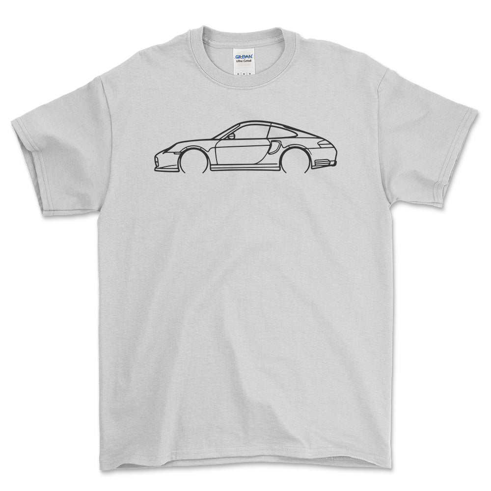 Porsche 911 996 Carrera 4 Outline - Unisex T-Shirt-Beklædning-Porsche-Hvid-S-Forside-Garage Culture Shop- garage - man cave - merchandise