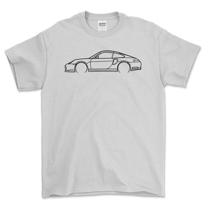 Porsche 911 996 Carrera 4 Outline - Unisex T-Shirt-Beklædning-Porsche-Hvid-S-Forside-Garage Culture Shop- garage - man cave - merchandise