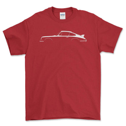 Porsche 911 Carrera Silhuet - Unisex T-Shirt , Bomuld-Beklædning-Porsche-Rød-S-Forside-Garage Culture Shop- garage - man cave - merchandise