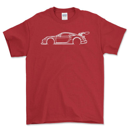 Porsche 911 GT2 RS Clubsport Outline - Unisex T-Shirt-Beklædning-Porsche-Rød-S-Forside-Garage Culture Shop- garage - man cave - merchandise