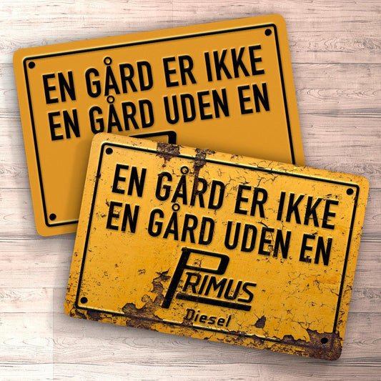 Primus En Gård Er Ikke En Gård Uden En Primus Skilte, Musemåtte, Dørmåtte-Skilte-Primus-Garage Culture Shop- garage - man cave - merchandise