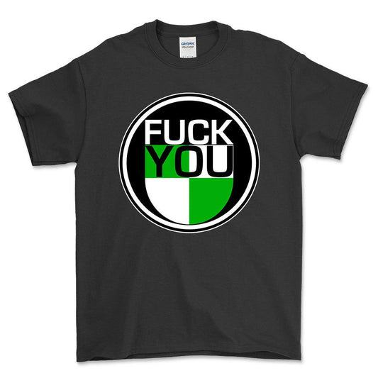 Puch Fuck You Unisex T-Shirt , Bomuld-Beklædning-Puch-Sort-S-Forside-Garage Culture Shop- garage - man cave - merchandise