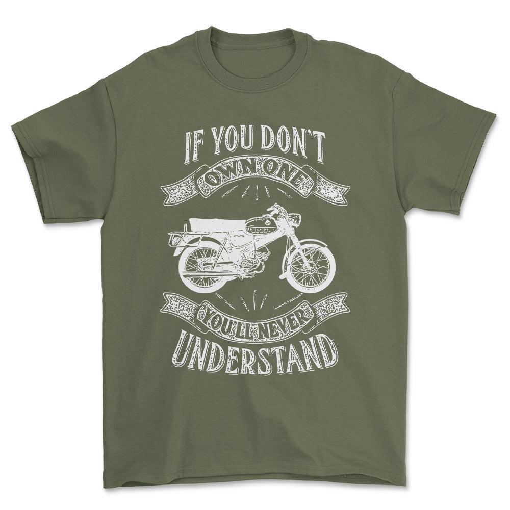 Puch - If You Dont Own One Puch Vz 50 B Youll Never Understand Unisex T-Shirt , Bomuld-Beklædning-Puch-Grøn Militær-S-Forside-Garage Culture Shop- garage - man cave - merchandise