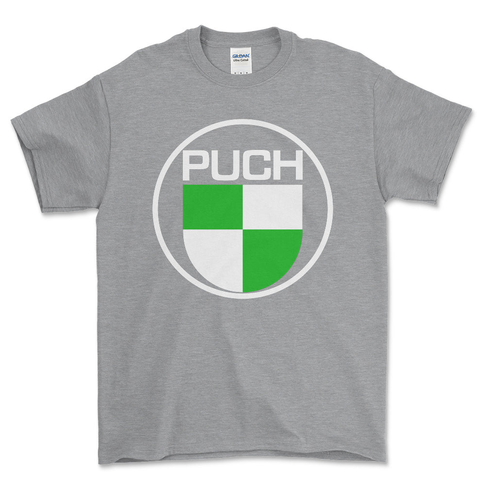 Puch Unisex T-Shirt , Bomuld-Beklædning-Puch-Grå Sport-S-Forside-Garage Culture Shop- garage - man cave - merchandise