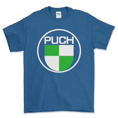 Puch Unisex T-Shirt , Bomuld-Beklædning-Puch-Blå Royal-S-Forside-Garage Culture Shop- garage - man cave - merchandise