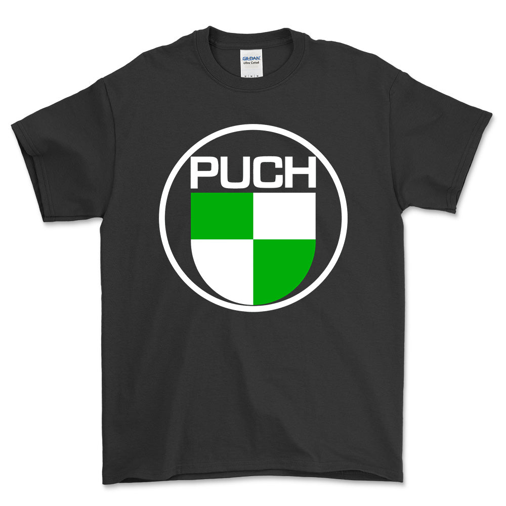 Puch Unisex T-Shirt , Bomuld-Beklædning-Puch-Sort-S-Forside-Garage Culture Shop- garage - man cave - merchandise