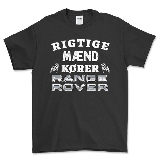 Range Rover Rigtige Mænd Kører - Unisex T-Shirt , Bomuld-Beklædning-Range Rover-Sort-S-Forside-Garage Culture Shop- garage - man cave - merchandise