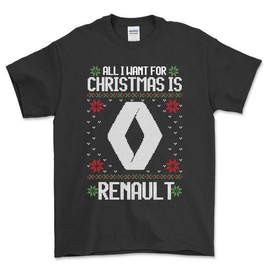 Renault - All I Want For Christmas - Unisex T-Shirt , Bomuld-Beklædning-Renault-Garage Culture Shop- garage - man cave - merchandise