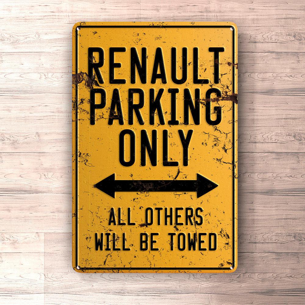 Renault Parking Only Skilte, Musemåtte, Dækkeserviet, Dørmåtte-Parking skilte-Renault-Garage Culture Shop- garage - man cave - merchandise