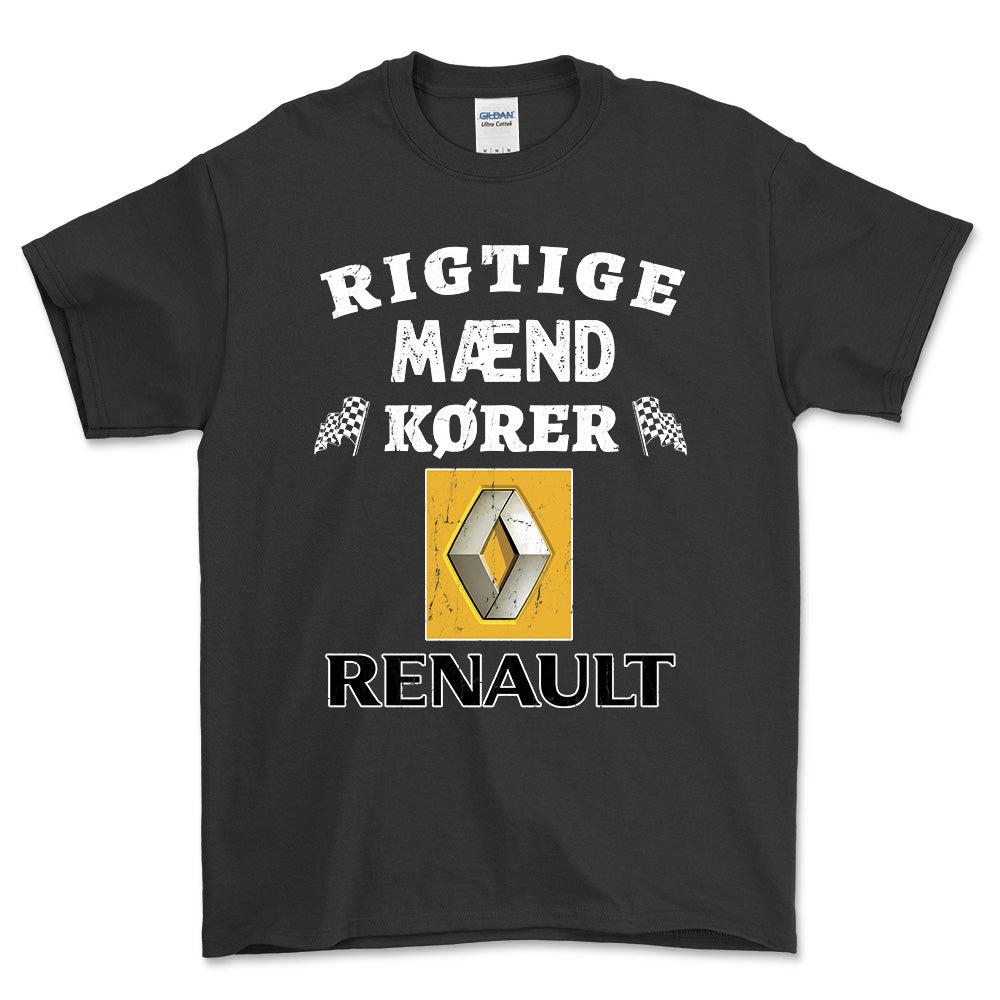 Renault Rigtige Mænd Kører - Unisex T-Shirt , Bomuld-Beklædning-Renault-Sort-S-Forside-Garage Culture Shop- garage - man cave - merchandise