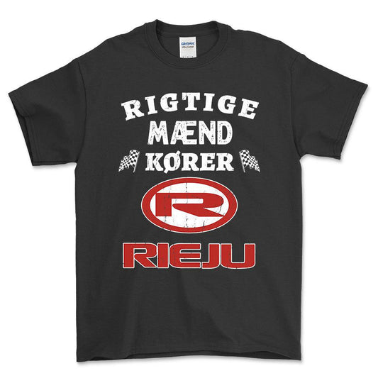 Rieju Rigtige Mænd Kører - Unisex T-Shirt , Bomuld-Beklædning-Rieju-Sort-S-Forside-Garage Culture Shop- garage - man cave - merchandise